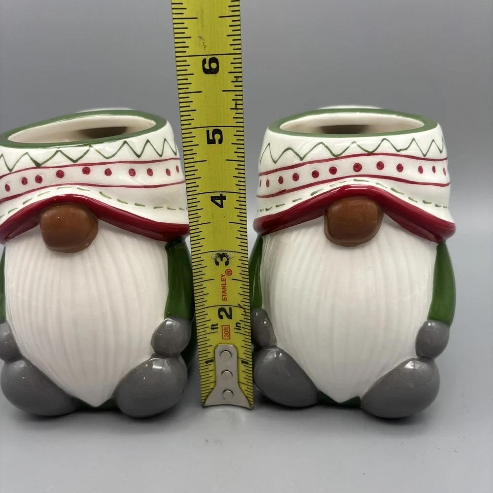 Pottery Barn Festive Gnome Mug Holiday Christmas‎ Green Set Of 2